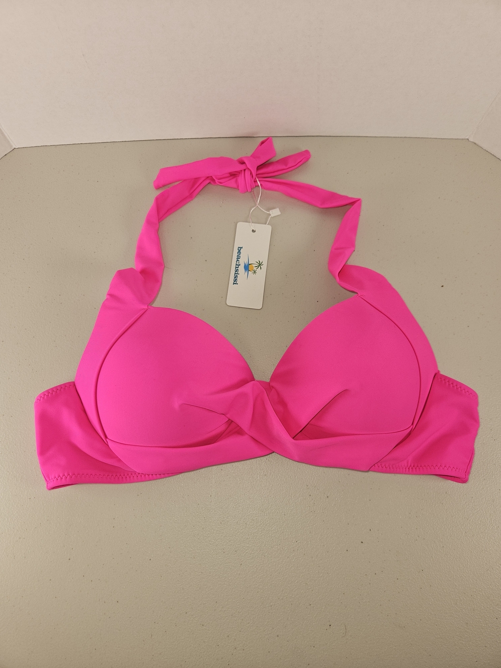 Beachsissi Large Hot Pink Halter Bikini Top Brand New
